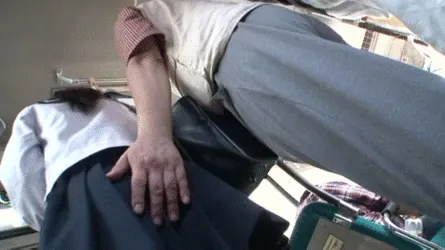 バス痴漢エロGIF画像100枚 満員の車内で好き放題おっぱいや尻・マンコを弄られてるJKやOL集めてみた086