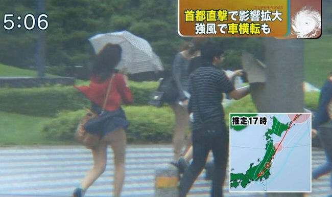 台風エロ画像62枚中継中のパンチラや透けブラなどエッチな放送事故集めてみた029