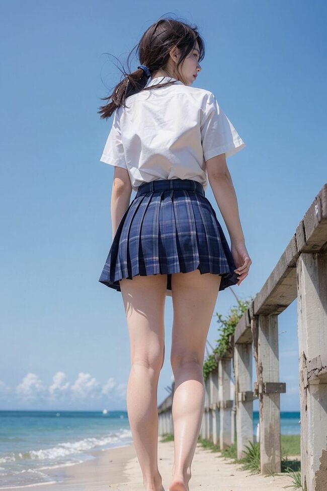 夏服JKAIエロ画像127枚 生足美脚と風でめくれるミニスカが涼しげなバーチャル女子高生集めてみた010