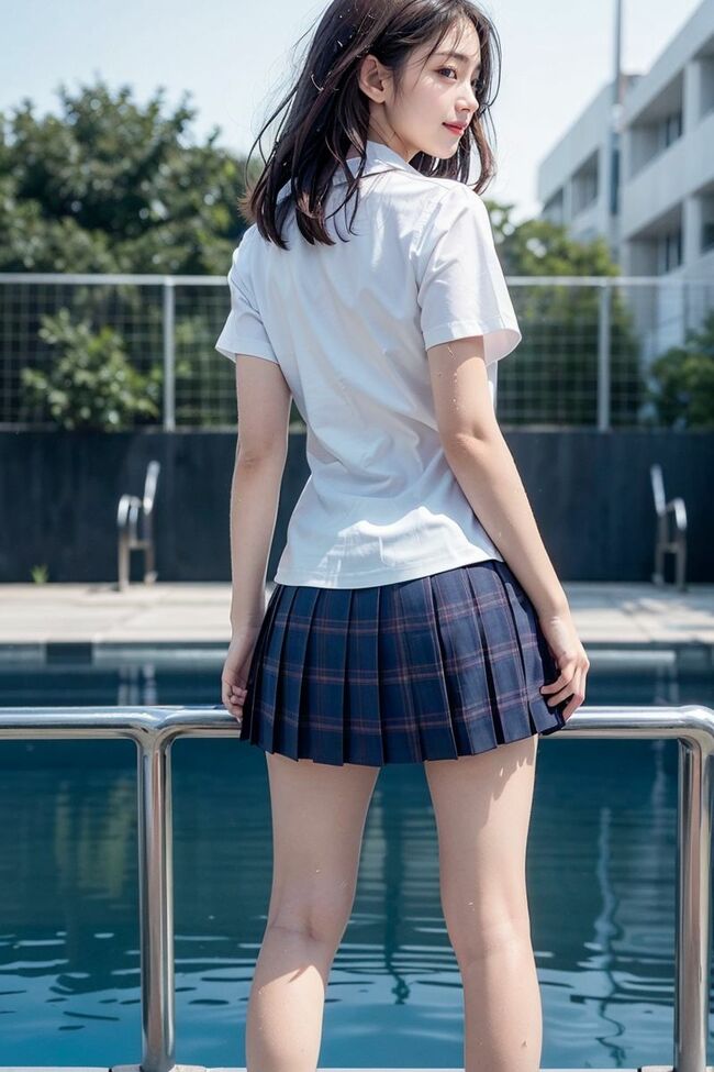 夏服JKAIエロ画像127枚 生足美脚と風でめくれるミニスカが涼しげなバーチャル女子高生集めてみた020