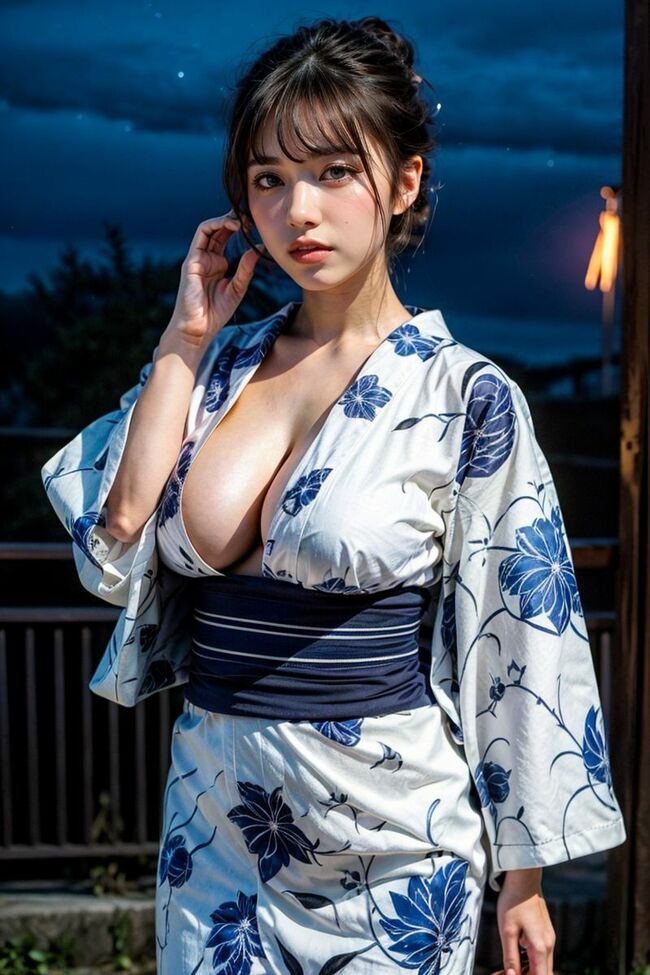 浴衣AIエロ画像122枚 夏祭りや花火大会で汗ばむ胸元開けてる巨乳バーチャル美女集めてみた074