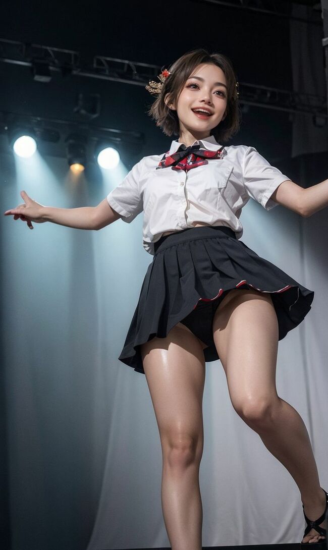 アイドルパンチラAIエロ画像177枚 ステージで歌って踊る可憐な少女たちをローアングルで見る絶景集めてみた019