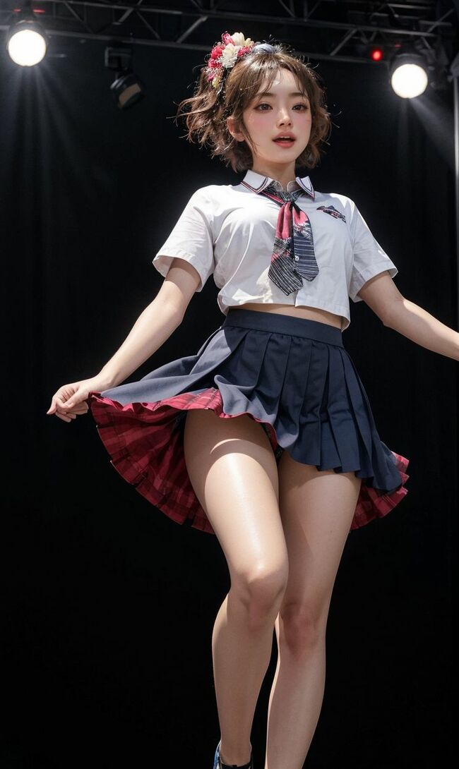 アイドルパンチラAIエロ画像177枚 ステージで歌って踊る可憐な少女たちをローアングルで見る絶景集めてみた029