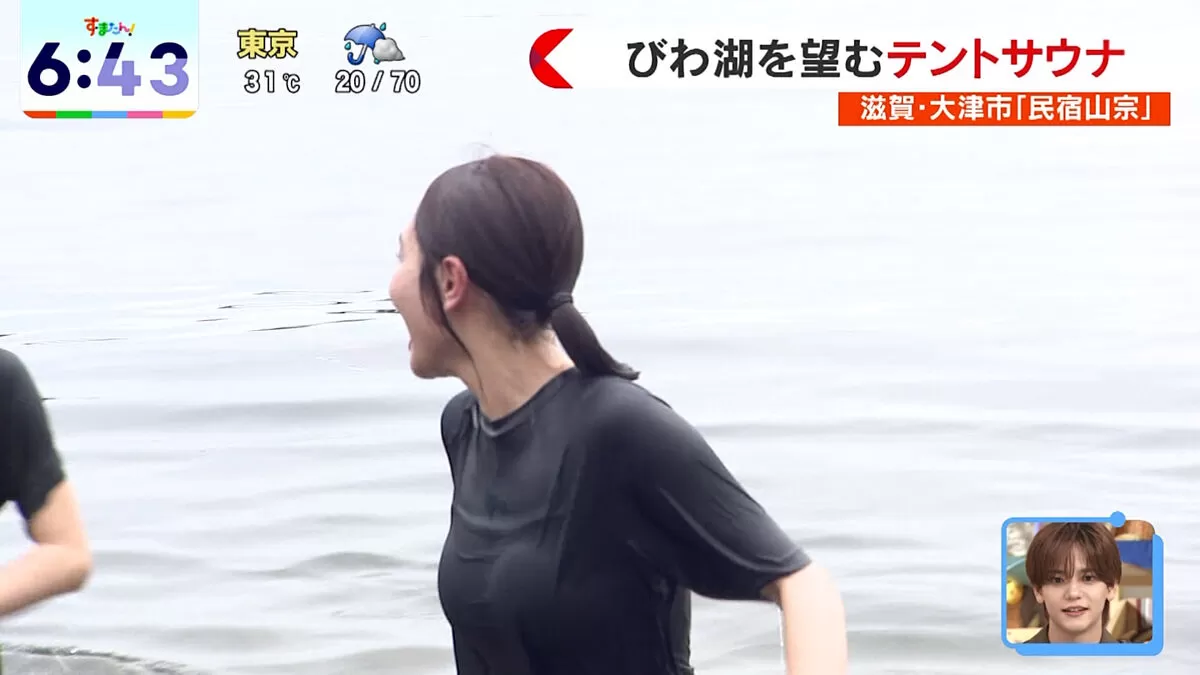 【画像】すまたんで澤口実歩アナ＆新人増田陽名アナがTシャツ濡れおっぱい放送事故！張り付き具合がエロすぎる005