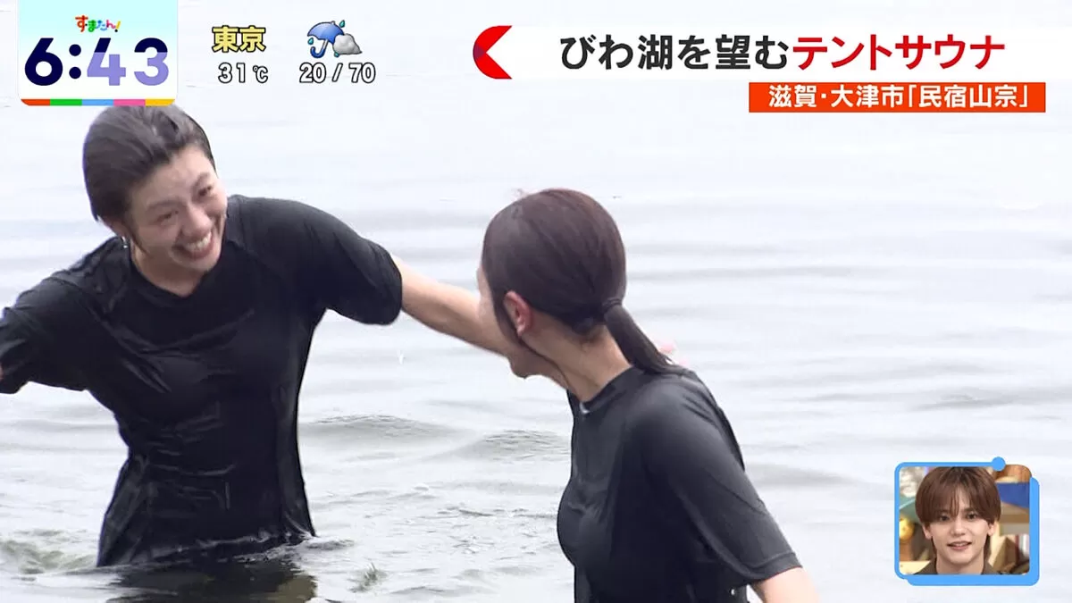 【画像】すまたんで澤口実歩アナ＆新人増田陽名アナがTシャツ濡れおっぱい放送事故！張り付き具合がエロすぎる006