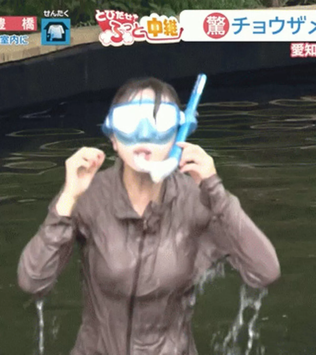 【画像】メ~テレ小松﨑花菜アナ、生中継でびしょ濡れおっぱい&乳輪透け疑惑www004