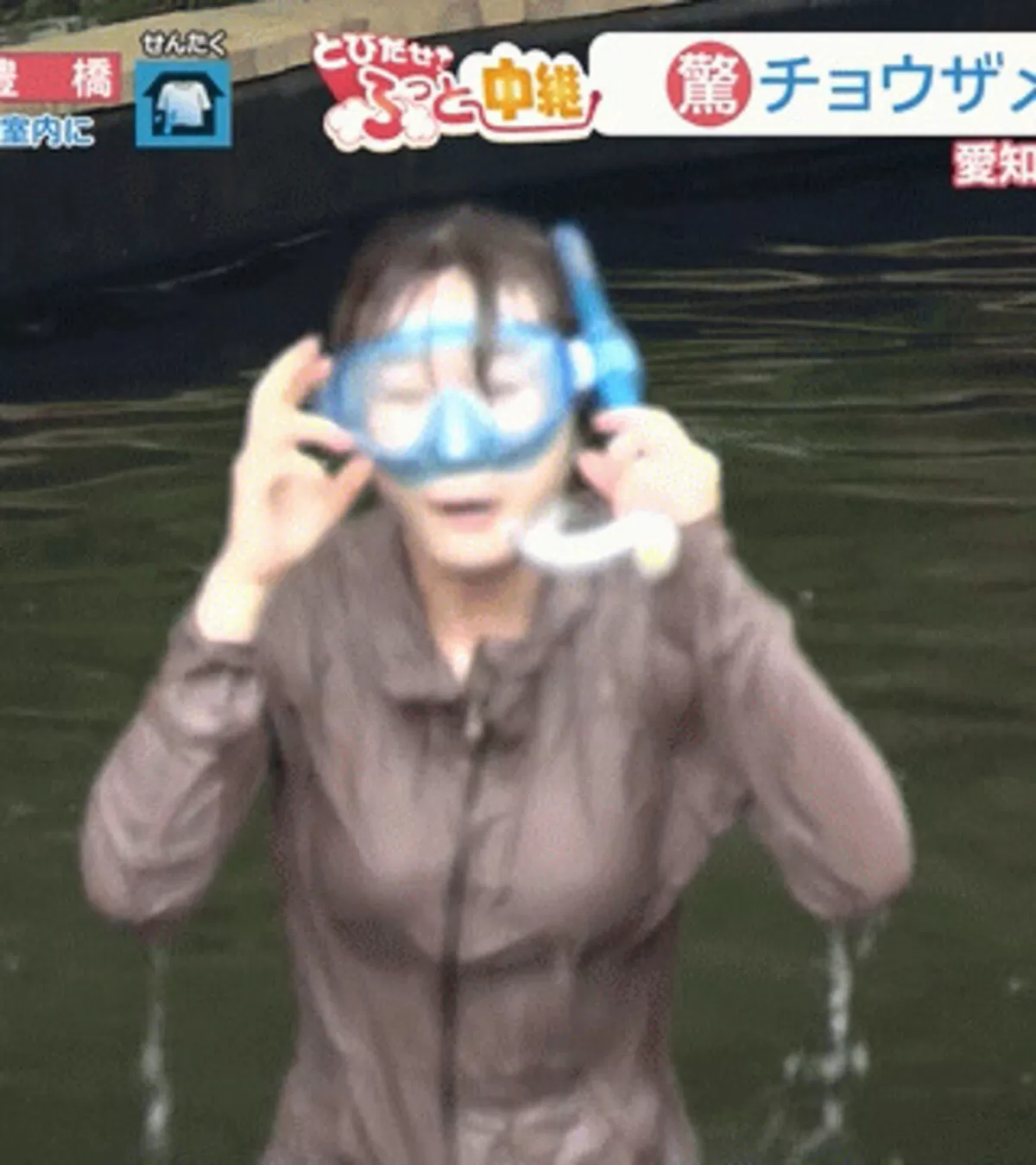 【画像】メ~テレ小松﨑花菜アナ、生中継でびしょ濡れおっぱい&乳輪透け疑惑www005