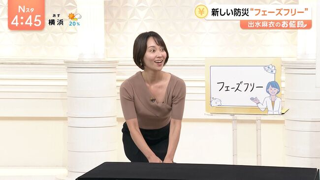 【画像】ベテランTBS出水麻衣アナ、片乳はだけて胸チラ放送事故!008