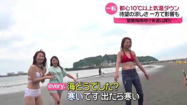 【画像】every.で海水浴場中継中に超エロいハミケツした水着素人お姉さんを放送してしまうwww004