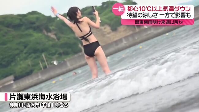 【画像】every.で海水浴場中継中に超エロいハミケツした水着素人お姉さんを放送してしまうwww007
