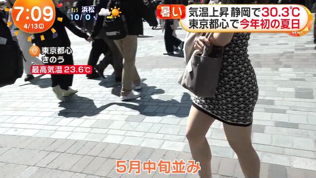 【画像】めざましTVでムチムチミニスカボディコン女性のお尻をガッツリ盗撮！プリプリ太ももとケツが扇情的すぎる003