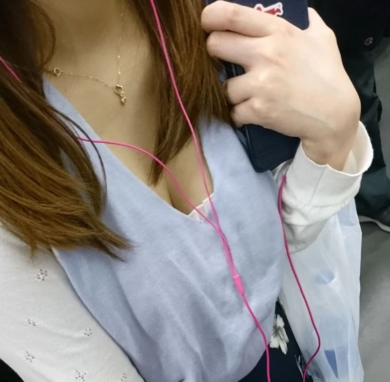 電車内でおっぱいを強調してる素人さんを盗撮画像015