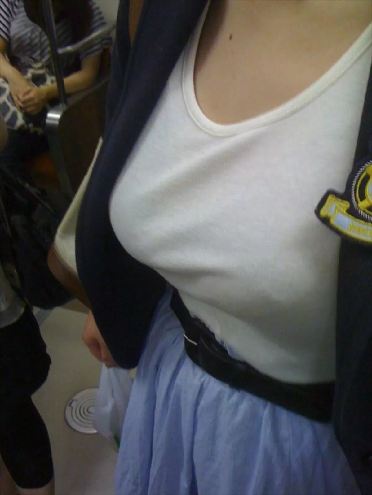 電車内でおっぱいを強調してる素人さんを盗撮画像080