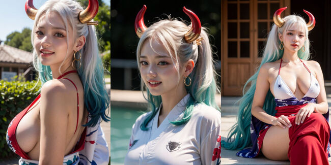 ヤマトコスプレAIエロ画像80枚 爆乳和装ボクっ娘美女の露出多めな過激コスプレ集めてみたのサムネイル