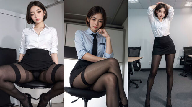 OL美女AIエロ画像142枚 パンチラや黒ストッキングなどある意味目に毒なキャリアウーマン集めてみたのサムネイル