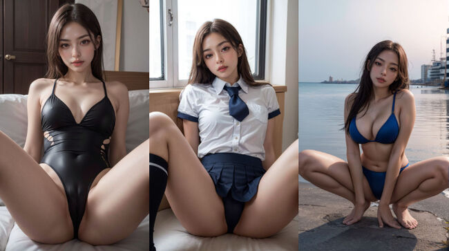 M字開脚AIエロ画像136枚 イン〇ンを彷彿とさせる恥じらいとは真逆なスケベポーズ集めてみたのサムネイル