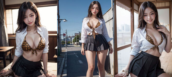 ギャルAIエロ画像144枚 ヒョウ柄下着と激ミニスカの組み合わせがTHEギャルJKって感じのバーチャル美女集めてみたのサムネイル