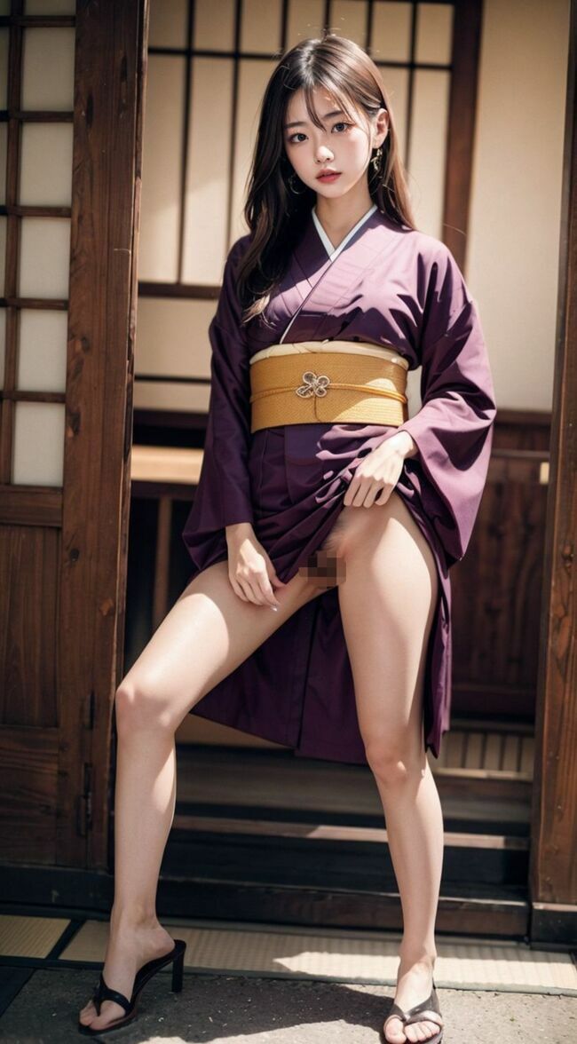 ノーパン着物AIエロ画像211枚 ジャパニーズ痴女スタイル！和服の下は何にも履いてない大和撫子生成してみたのサムネイル