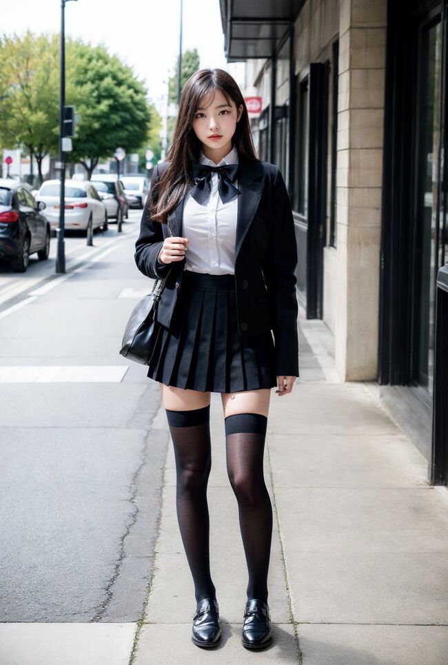冬服JKAIエロ画像133枚 ジャケットマフラー黒ストッキングで防寒してる女子学生生成してみたのサムネイル