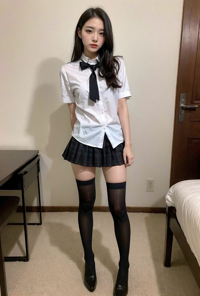 絶対領域AIエロ画像194枚 ミニスカとニーソの間に見える極上太もも生成してみたのサムネイル