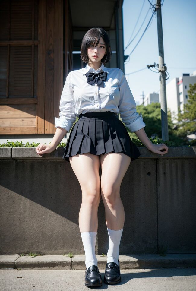 【第6弾】JKAIエロ画像99枚 実在しない肉感ミニスカJK生成してみたのサムネイル