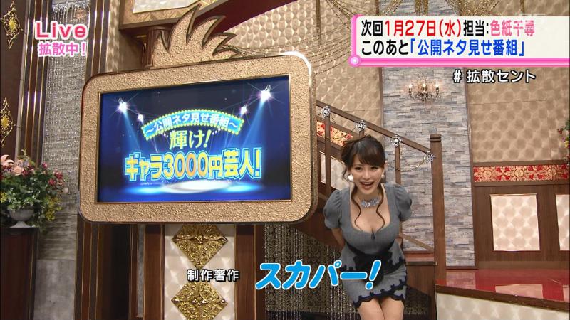 美馬怜子キャスター狙ったようなEカップの谷間を強調のサムネイル